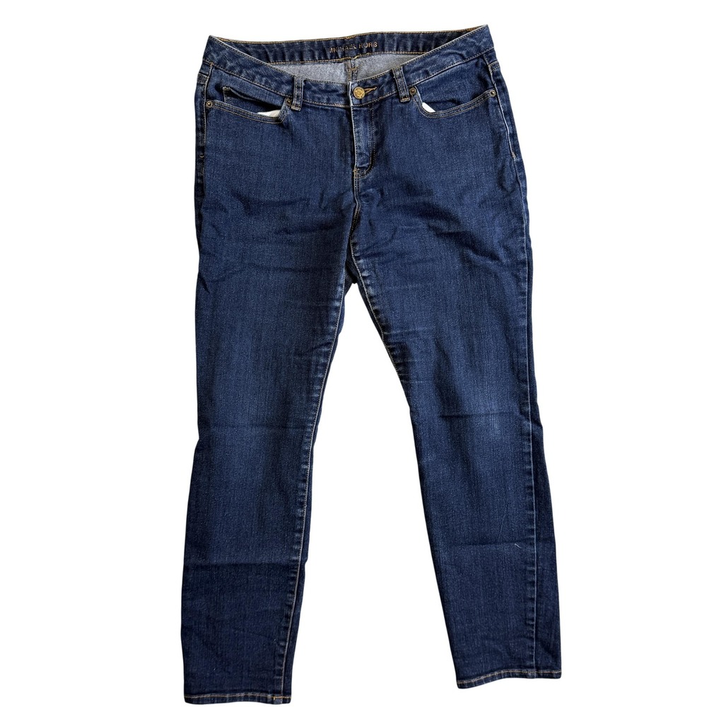 Michael Kors Skinny Jeans Womens 10 Blue Dark Wash Mid Rise Stretch Denim MK
